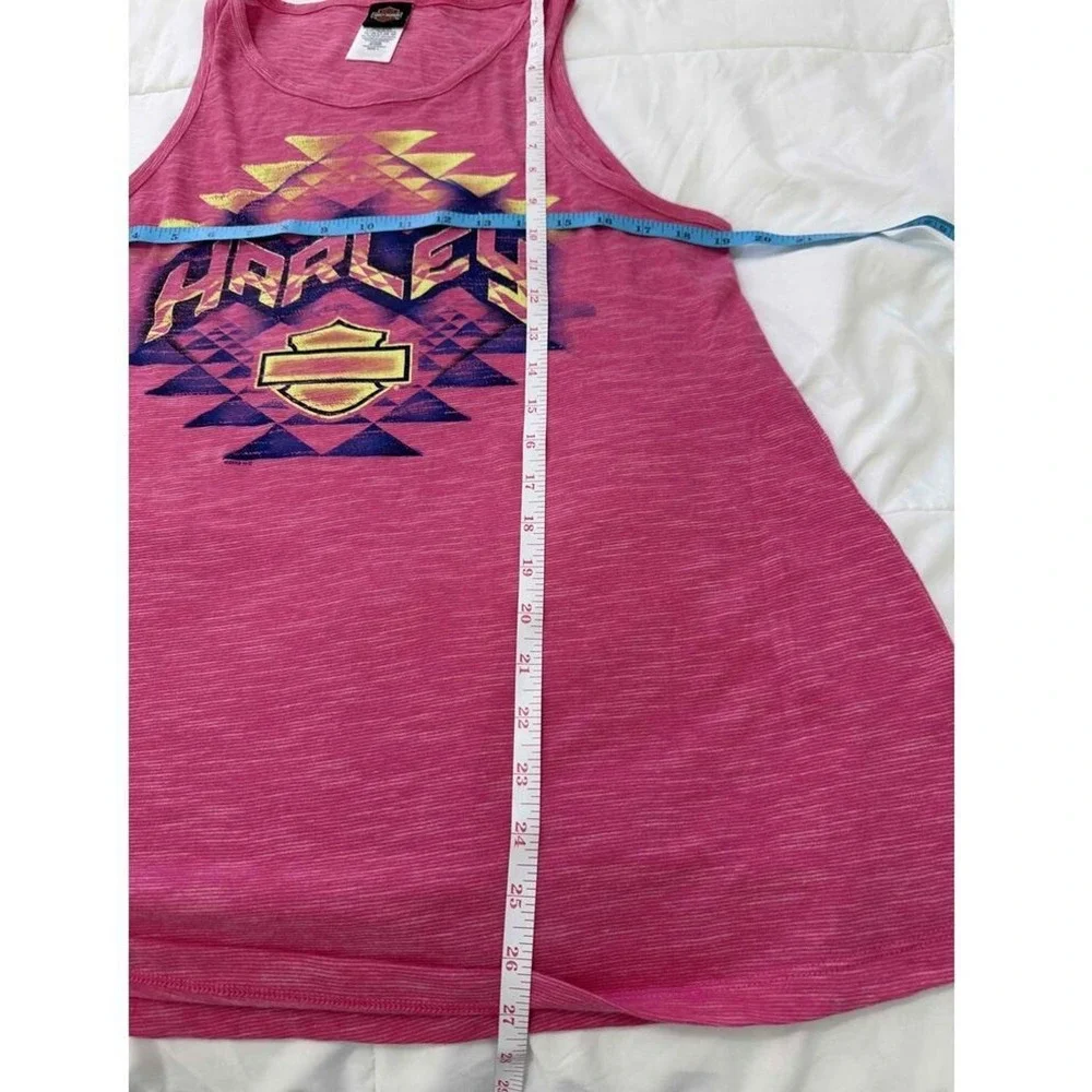 Harley Davidson Tank Top‎ Womens Large Pink Print Bar Shield Logo Scoop Neck
